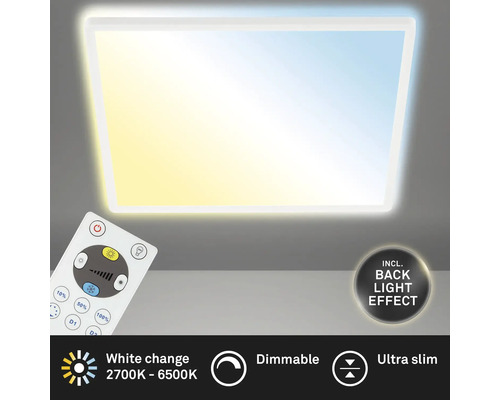 LED plafondlamp CCT dimbaar 22W 3000 lm 3000/4000/6000 K 42x42 cm wit + achtergrondverlichting + afstandsbediening