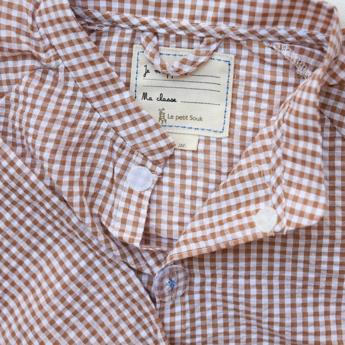 Tablier blouse enfant vichy marron
