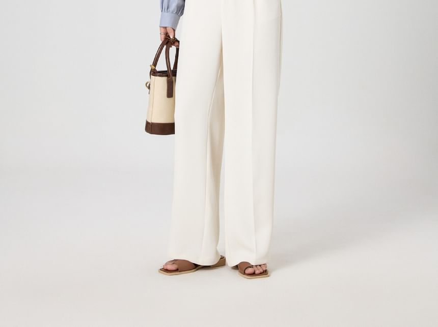 sansweet - High Rise Plain Wide Leg Broek