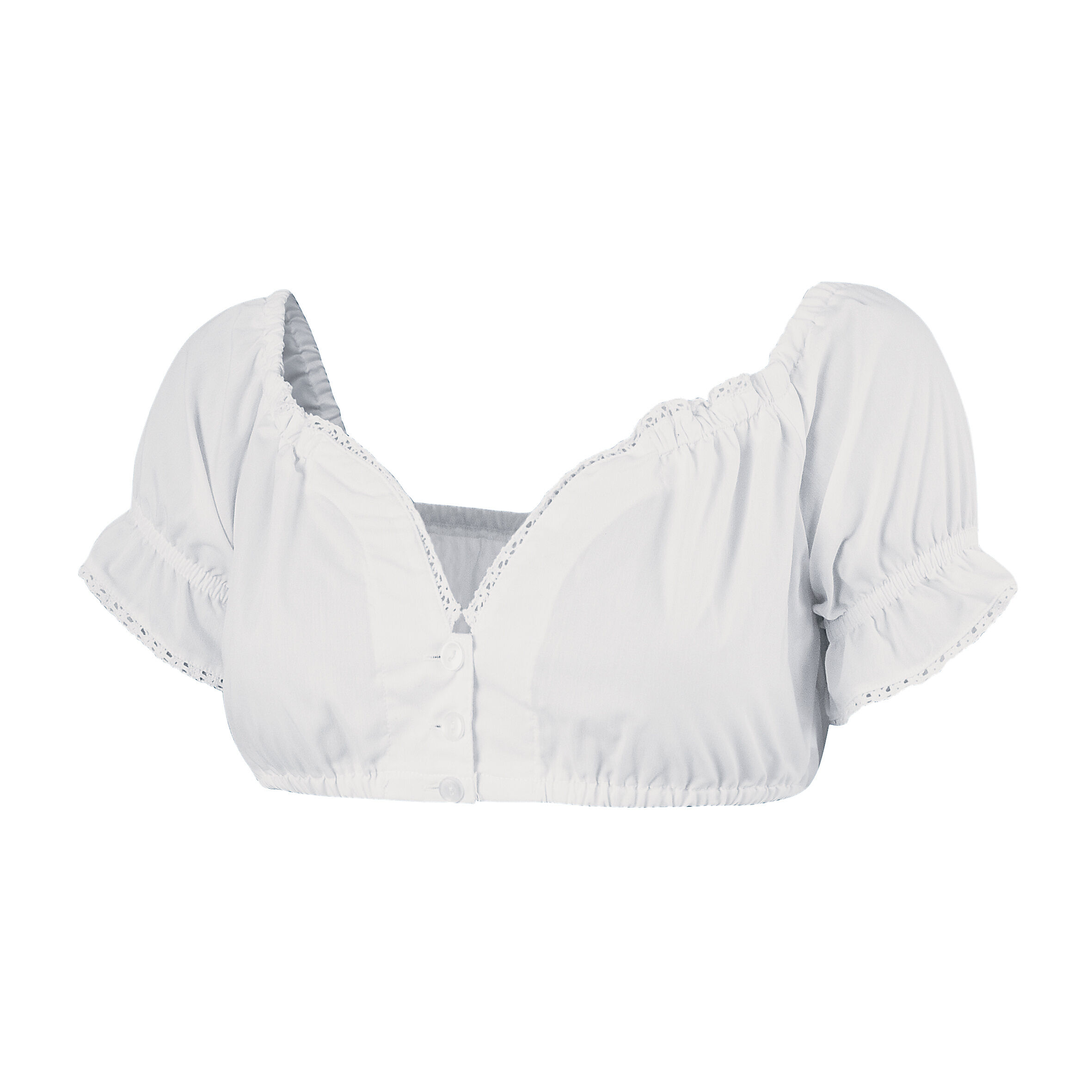 Dirndlbluse schulterfrei weiss mit Spitze