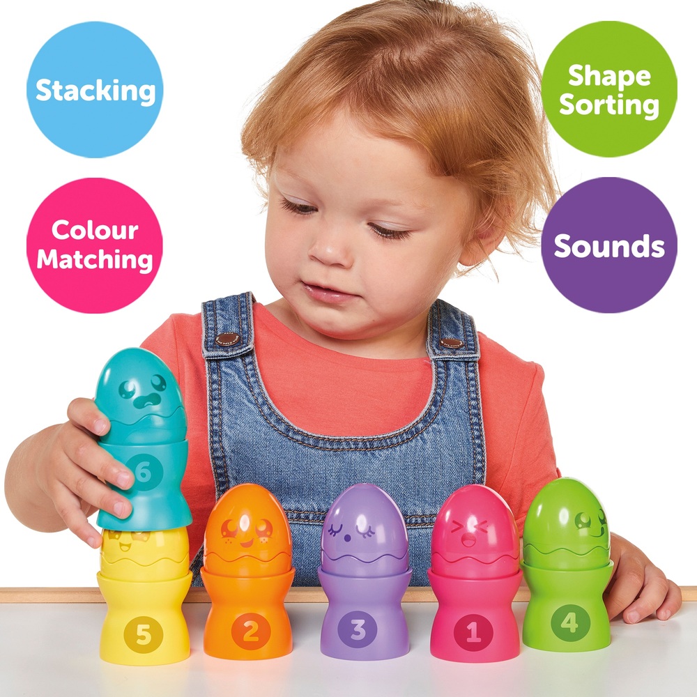 TOMY Toomies Versteck- und Quietsch-Eierstapel