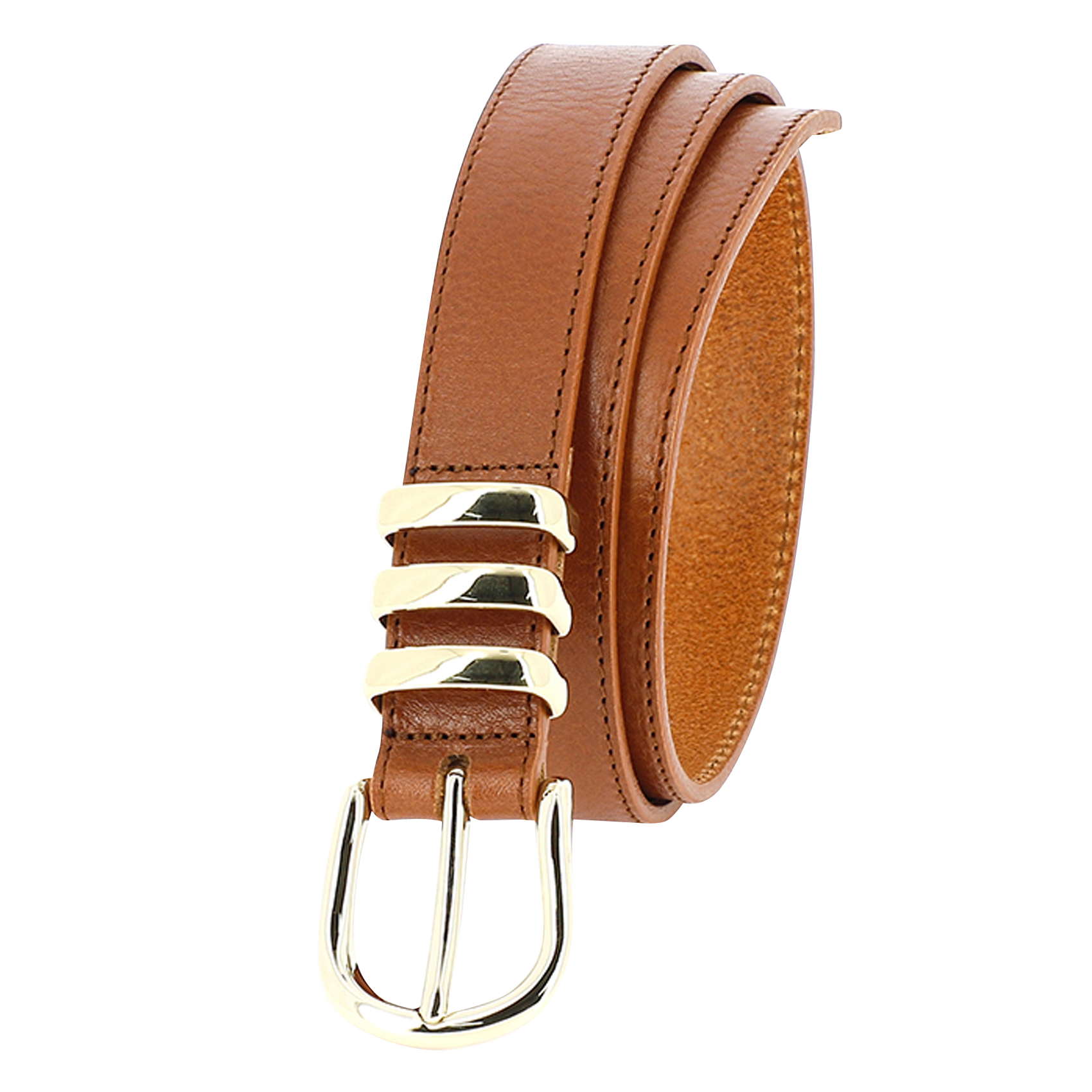 LA IENA - Ceinture à boucle en cuir lisse | Marron