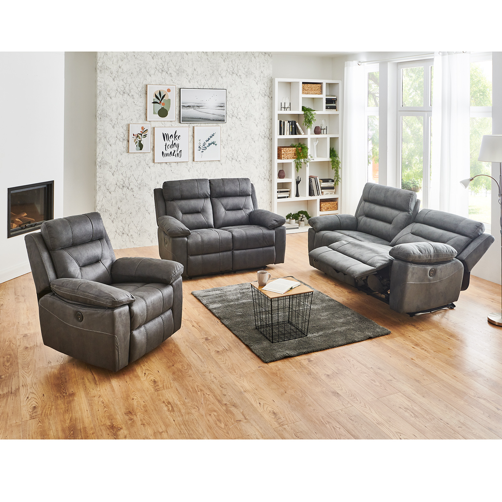 Relaxsessel - grau - mit Relaxfunktion - 91 cm breit