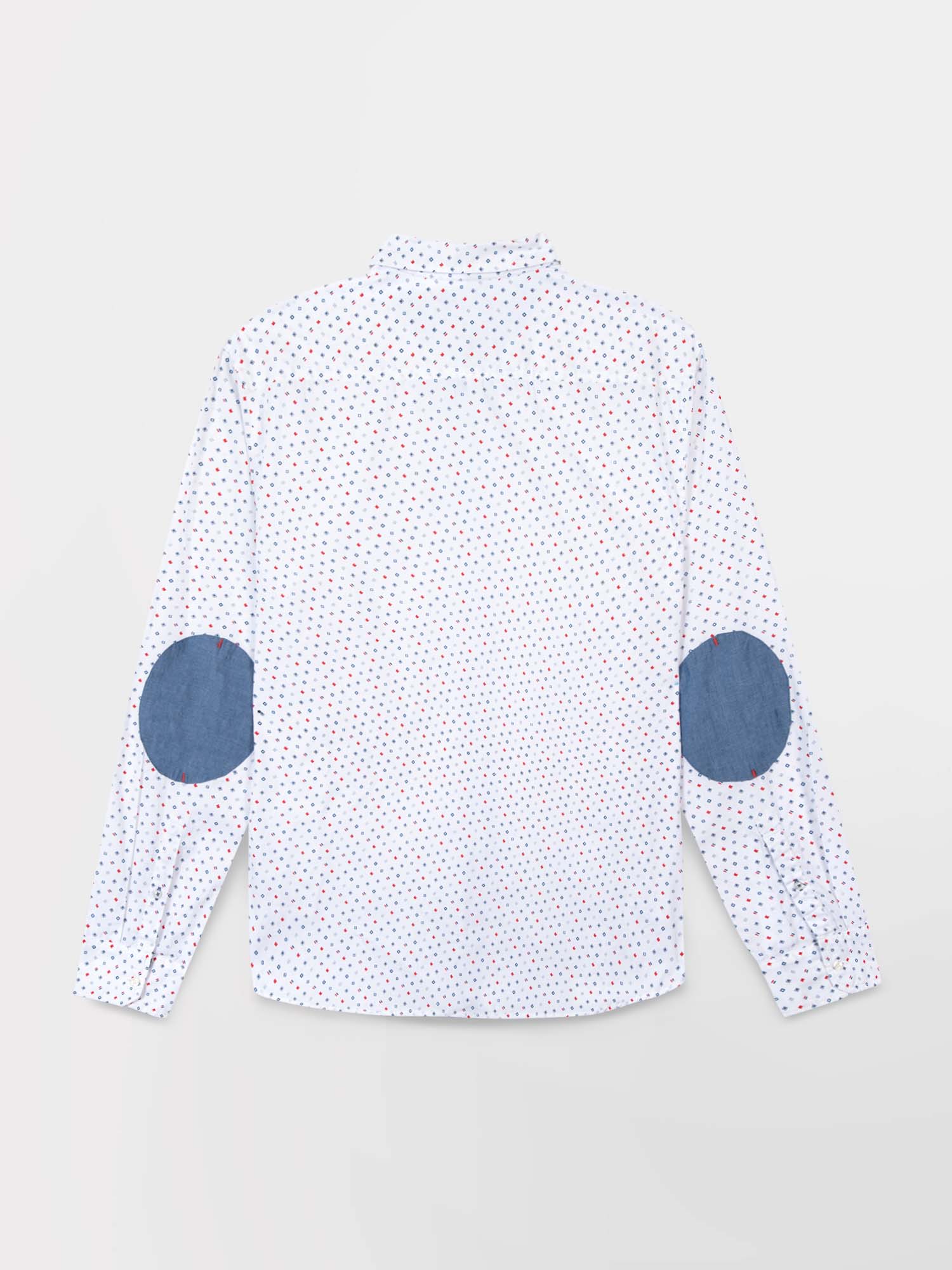 Chemise Homme Manches Longues Micro Motif Blanc