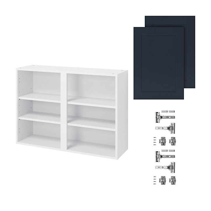 Meuble haut de cuisine avec 2 portes GoodHome Artemisia bleu L. 100 x H. 72 cm