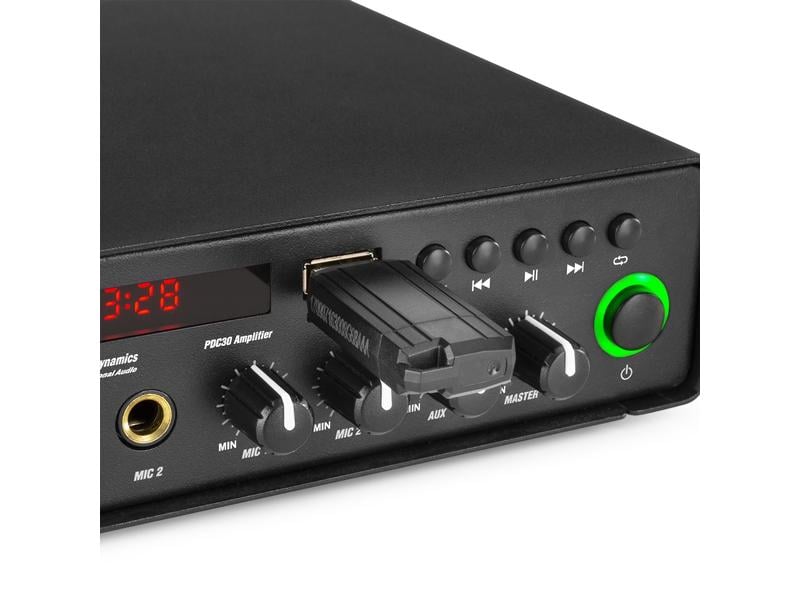 Power Dynamics Verstärker Pro PDC30 Mobiler Multifunktionsverstärker mit USB-Anschluss und MicroSD-Slot