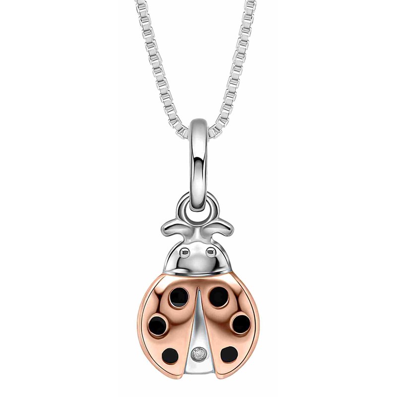 Collier coccinelle diamant plaqué or en argent 925