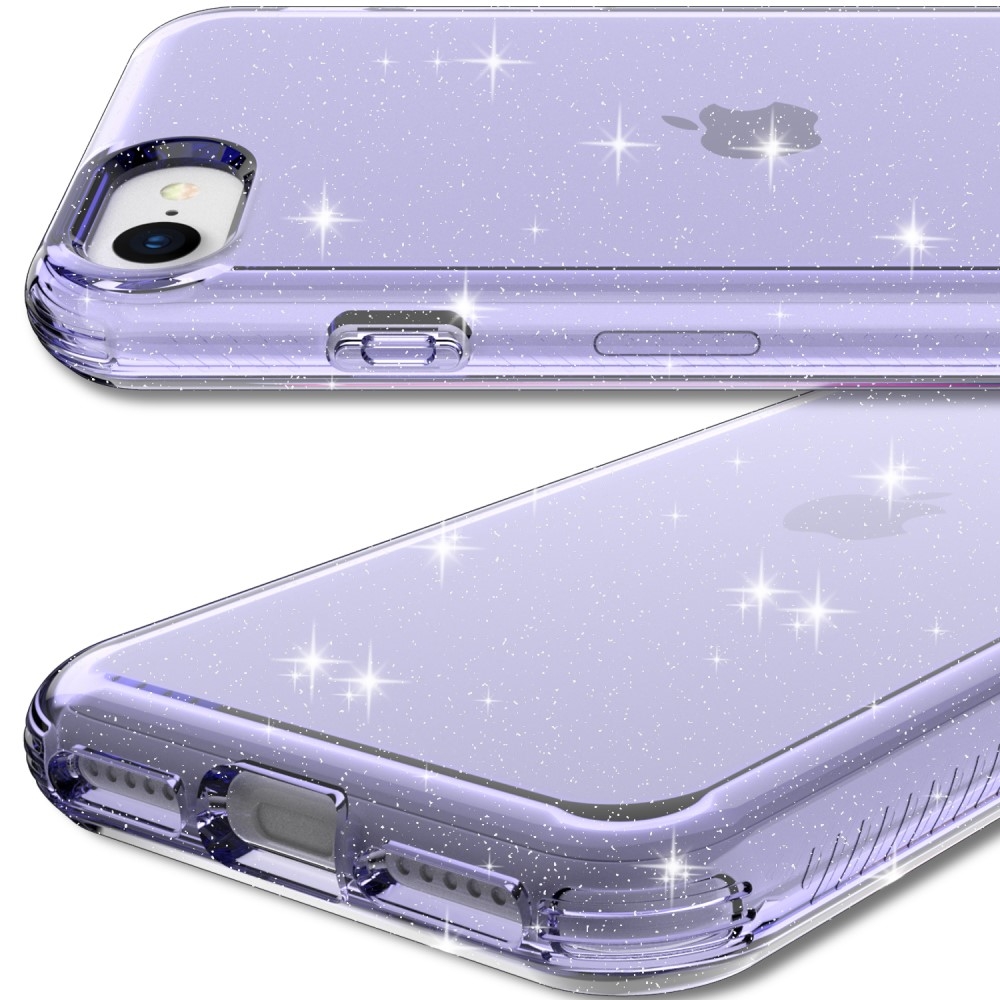 iPhone SE (2022/2020) / 8 / 7 / 6S Gummi Case Schutzhülle im Glitzer Design - Violett / Transparent