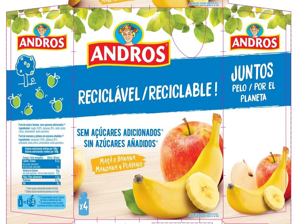 SAQUETAS FRUTA ANDROS MAÇÃ BANANA 4X90G