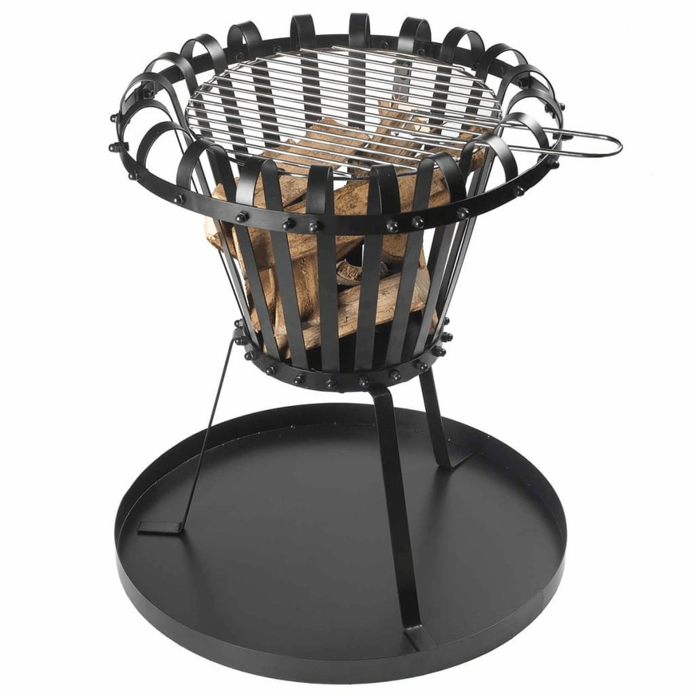 Brasero avec bac à cendres rond noir bb650