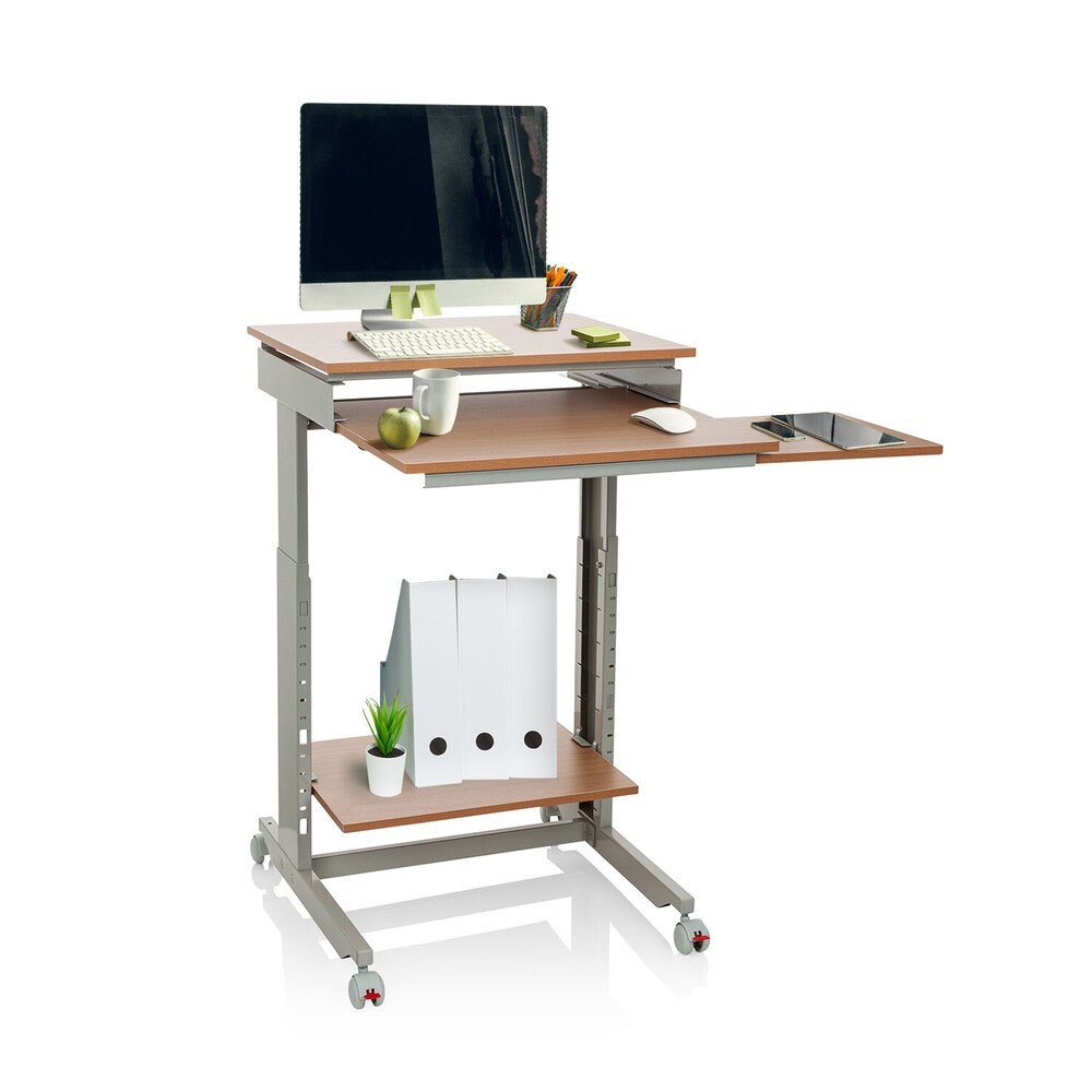 Stehschreibtisch WORKSTATION Melaminharzbeschichtete Spanplatte, Gestell pulverbeschichteter Stahl hjh OFFICE