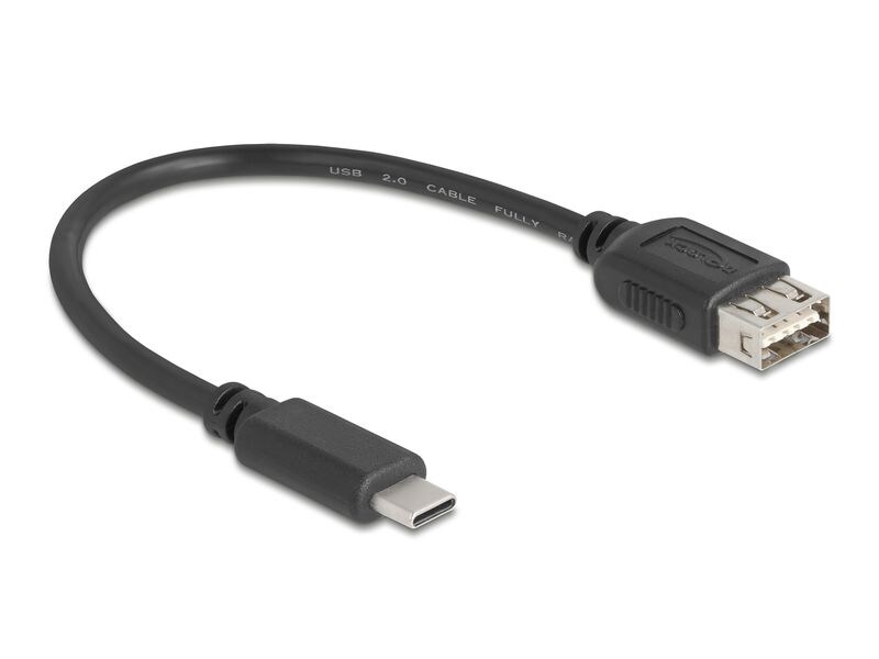 Delock USB 2.0-Kabel USB C - USB A 0.2 m USB Kabel zur Datenübertragung und Stromversorgung über kurze Strecke