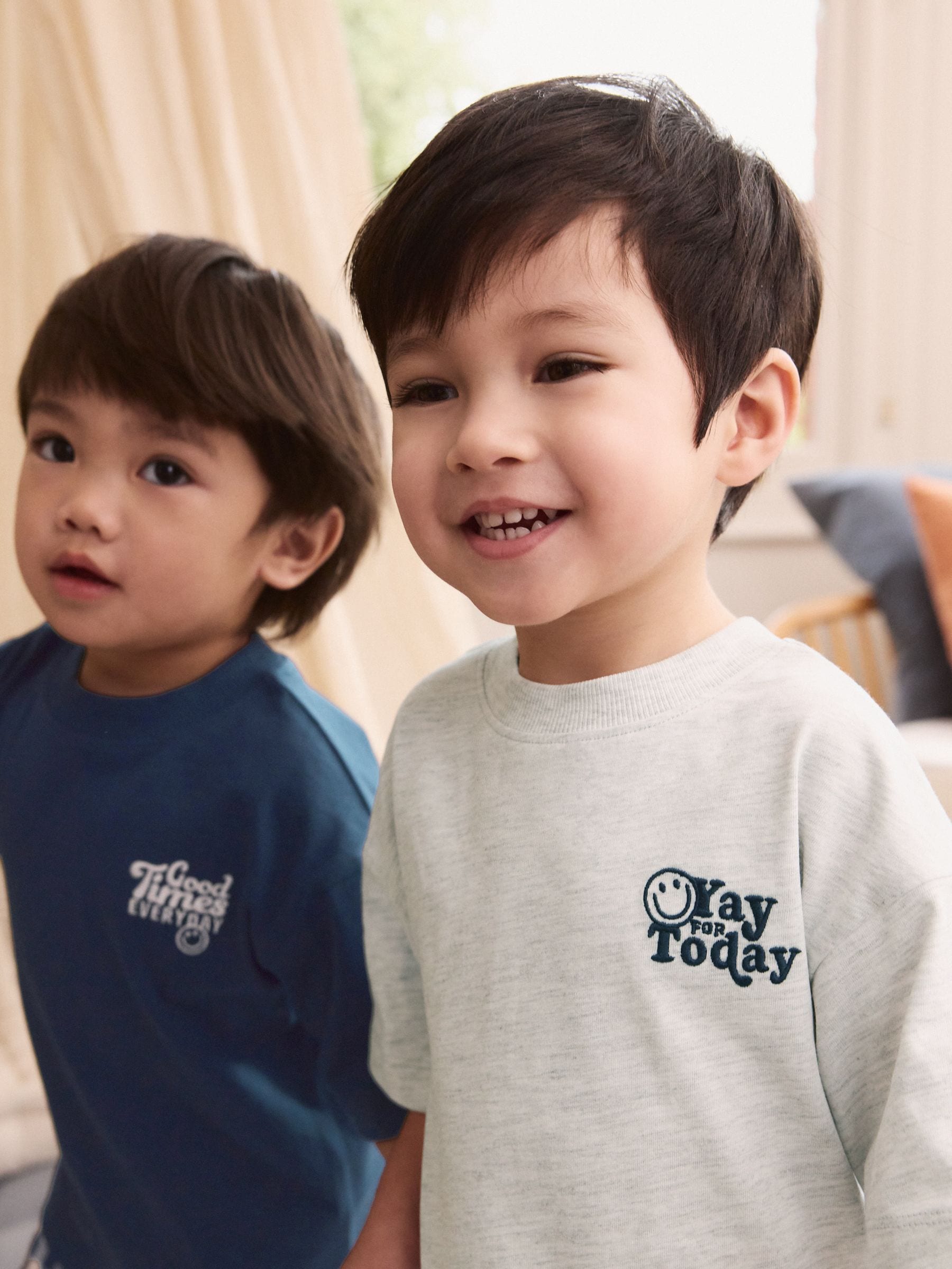 Blauw/wit - Korte mouwen lange pyjama's 2 verpakking (9mnd-12jr)