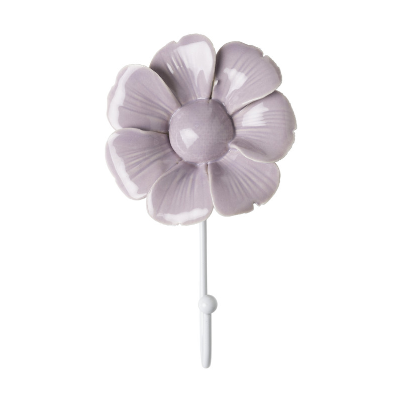 Wandhaak bloem - paars - 12x7.5x3.3 cm