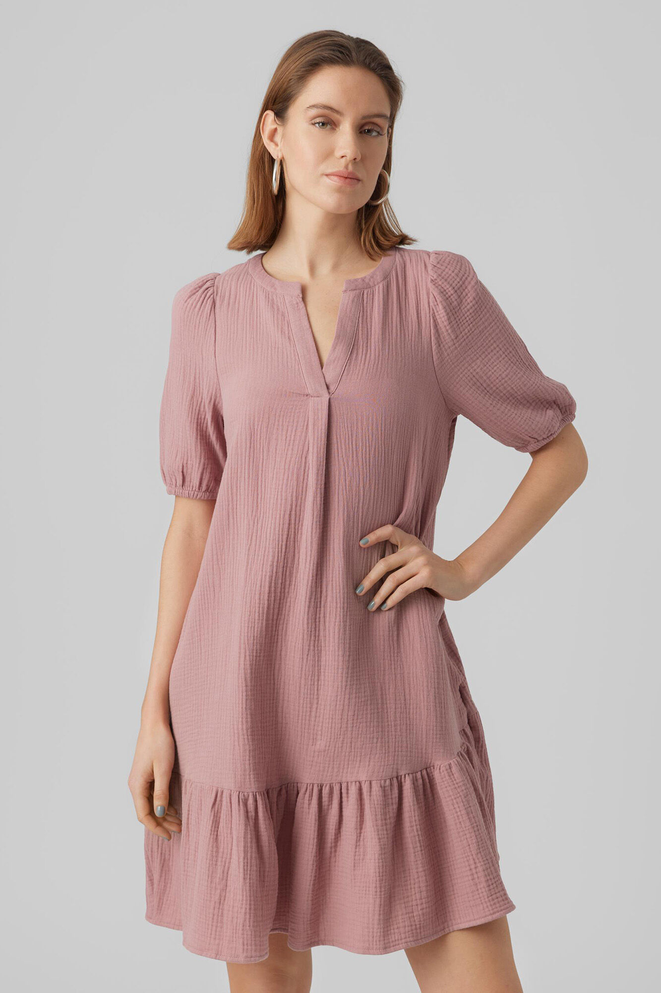 Vestido curto de algodão - Lilás