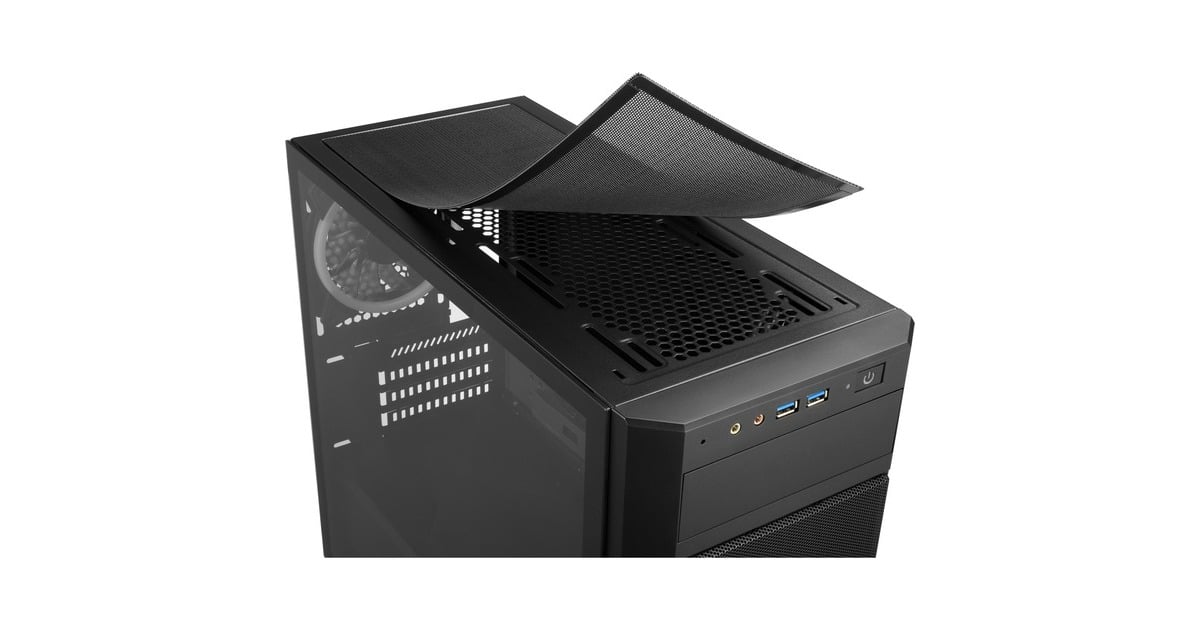 SharkoonV1000 RGB midi tower behuizing  (Zwart | 2x USB-A | RGB | Tempered Glass)