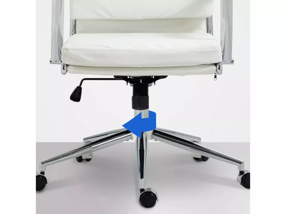 Chaise de bureau - Similicuir & Métal chromé - Blanc - Cleveland
