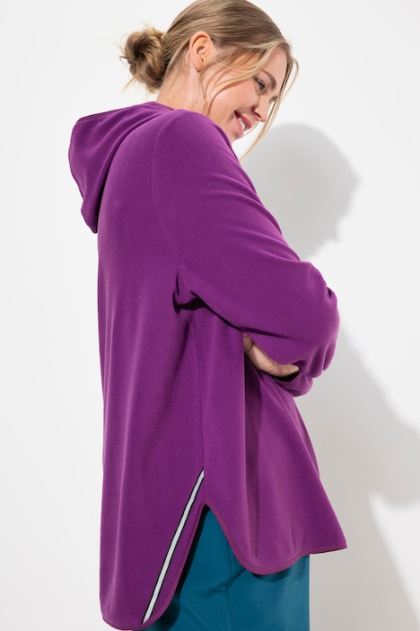 Fleece-Troyer, kurz, Oversized, Kapuze, Langarm, recycelt