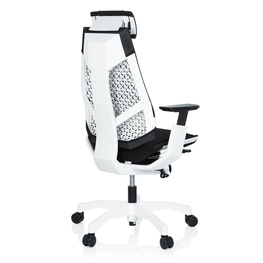 High End Bürostuhl GENIDIA PRO WHITE Netzstoff mit Armlehnen hjh OFFICE