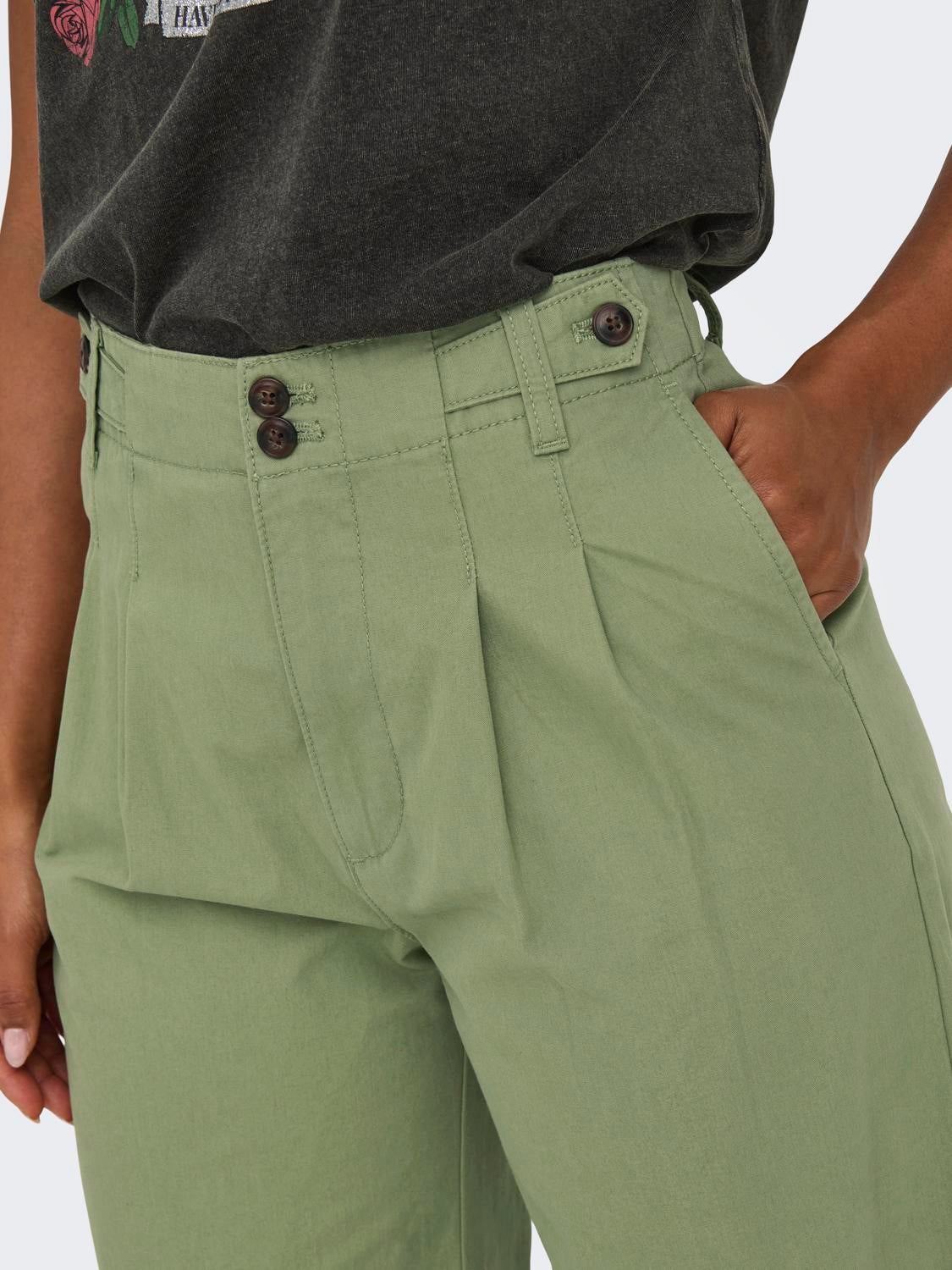 ONLETTIE Hohe Taille Weiter Beinschnitt Hose mit weitem Beinschnitt Oil Green