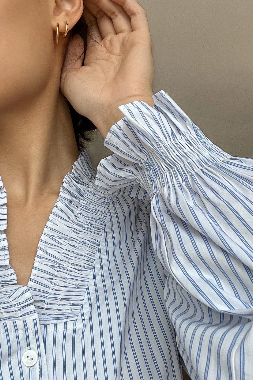 Neo Noir Brielle Stripe Shirt white light blue
