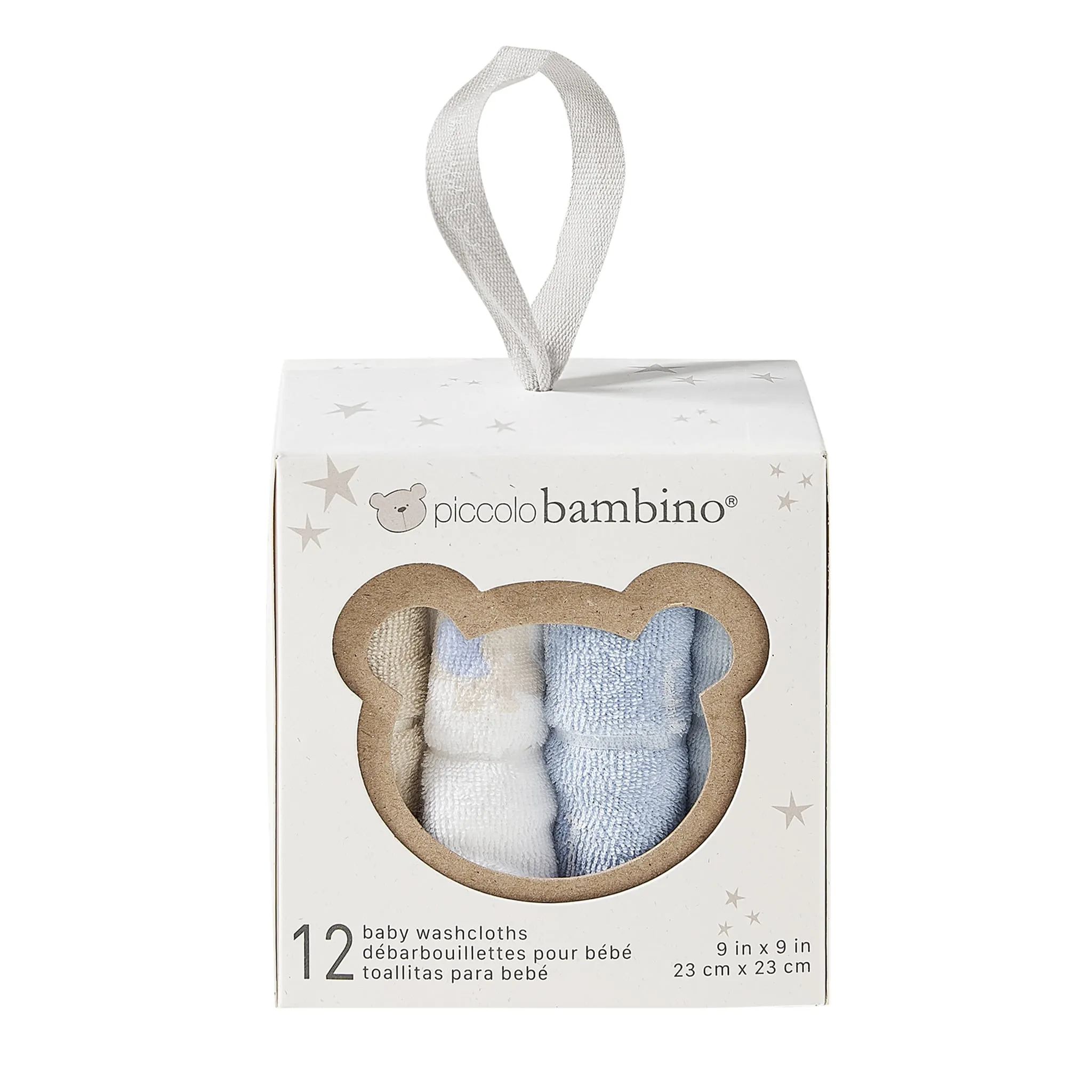 Piccolo Bambino Débarbouillettes Paquet de 12 en Boite - Bleu