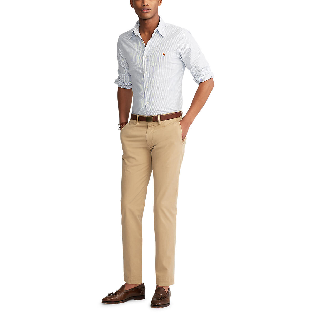 POLO RALPH LAUREN<br>Camisa Oxford listrada, corte slim