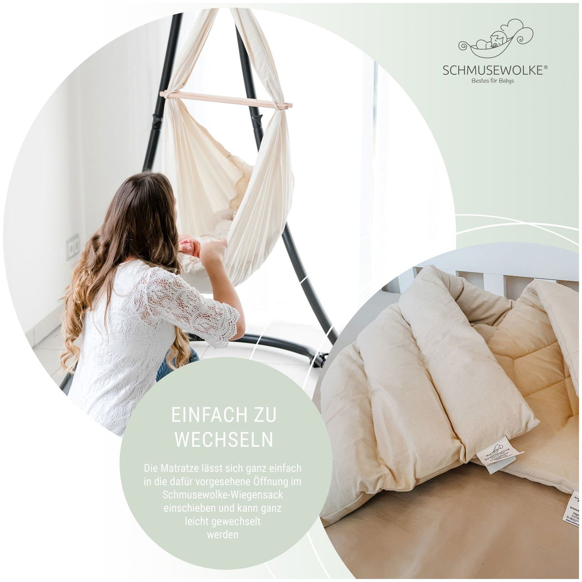 SCHMUSEWOLKESCHMUSEWOLKE   Tipi weiss mit weissem Motor und Bio Federwiege natur Synthetisch