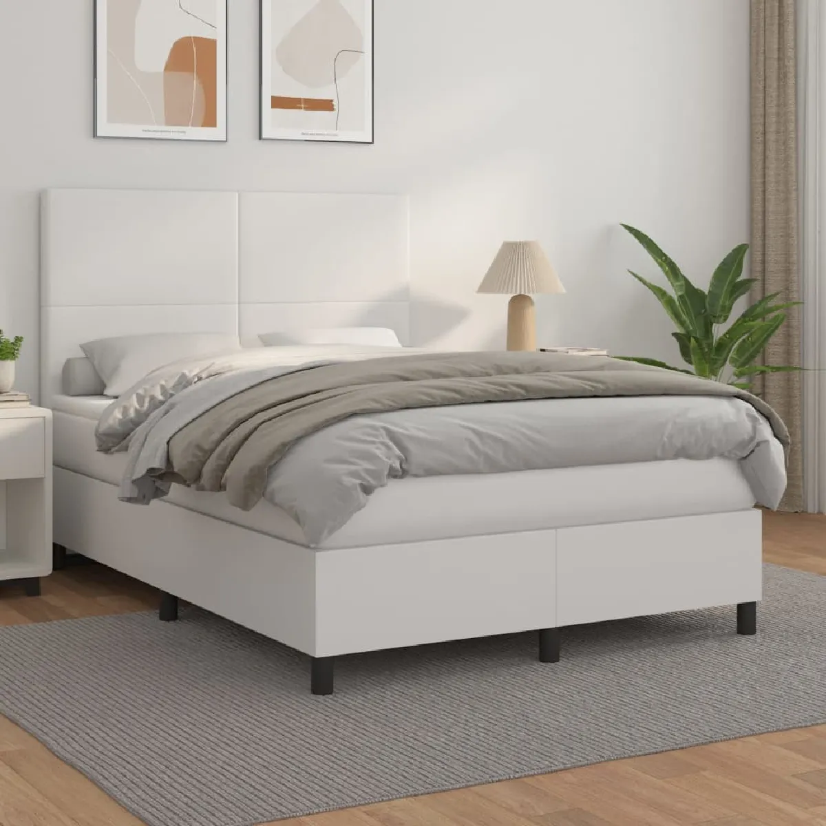 VIDAXL vidaXL Sommier à lattes de lit avec matelas Blanc 140x190 cm