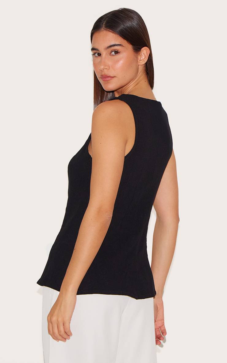 Noir Gilet Long En Bengaline