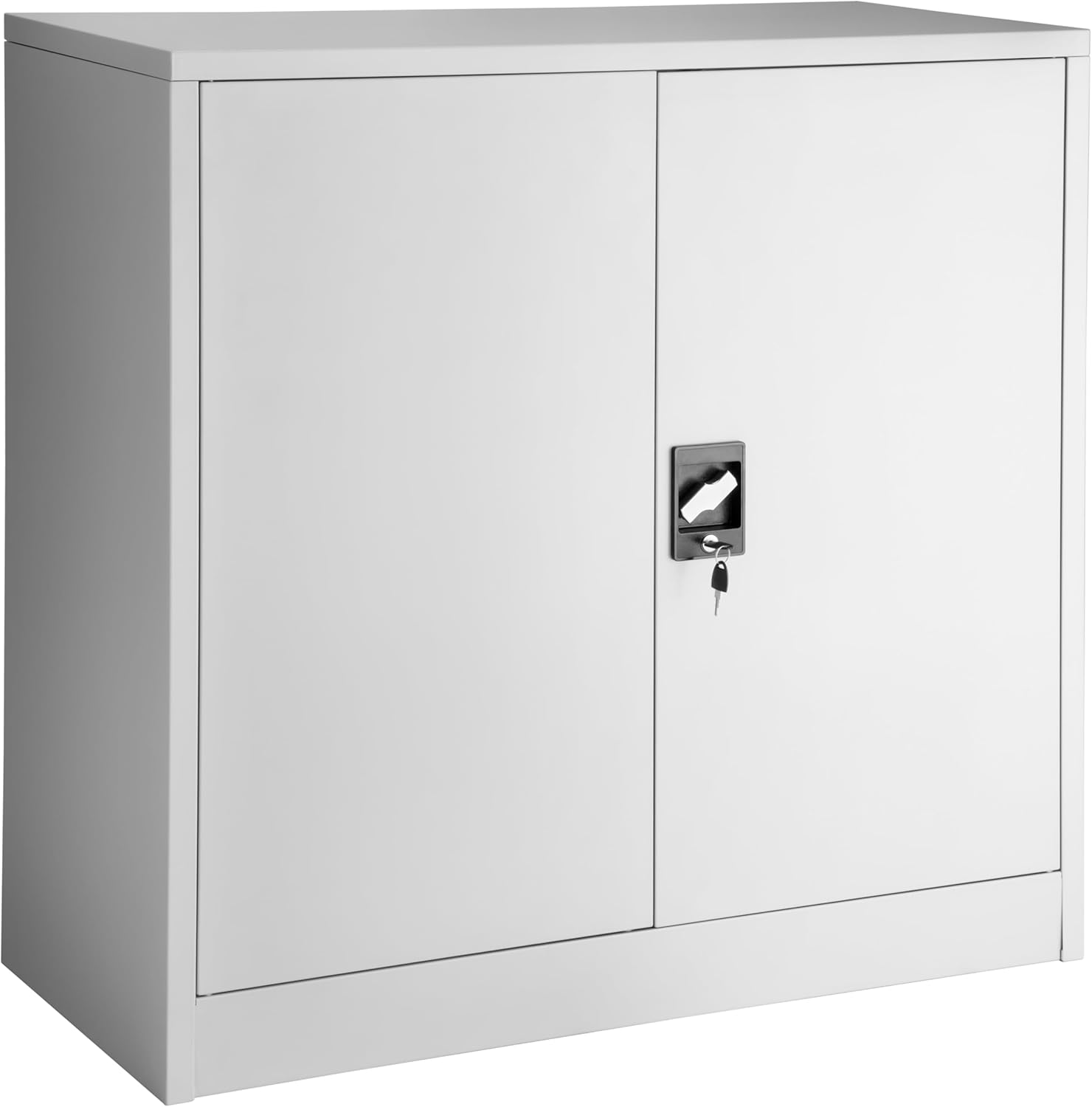 tectake® Aktenschrank abschließbar, Metallschrank mit Sicherheits-Zylinderschloss, Büroschrank abschließbar, Mehrzweckschrank aus Stahl, 3 höhenverstellbare Einlegeböden, 90 x 40 x 90 cm - grau