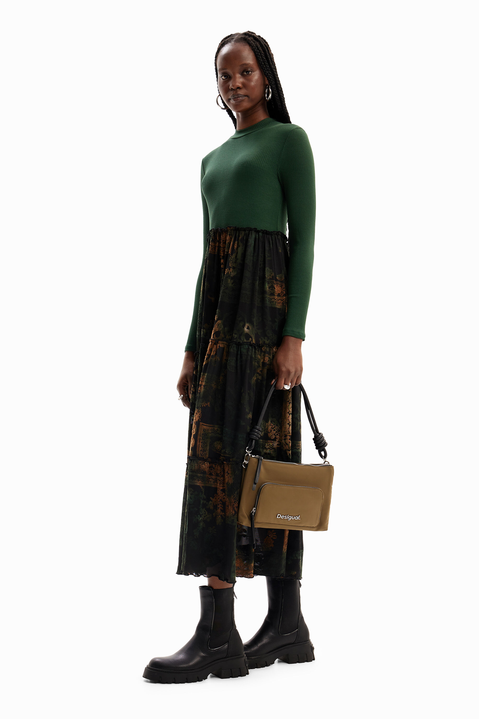 vestido midi combinado