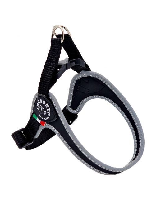 Tre Ponti Fibbia Basic Tuig Zwart&Reflectie - Hondenharnas