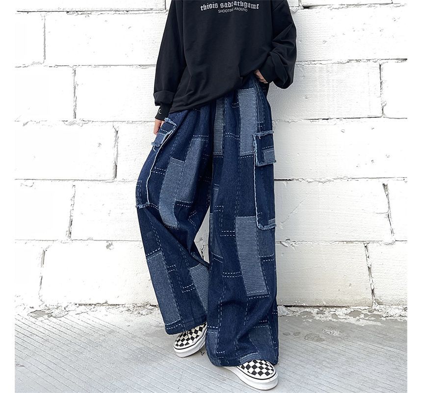 2DAWGS - Patchwork jeans met wijde pijpen