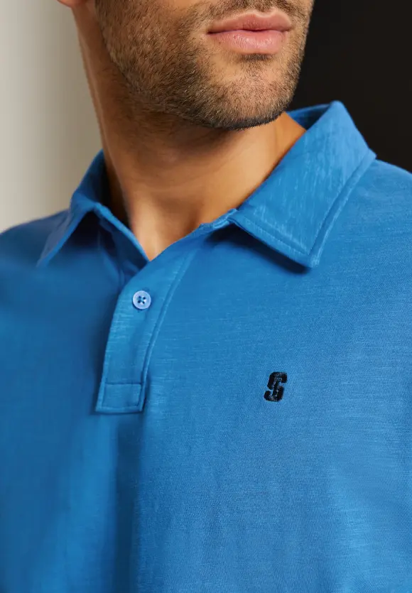 Poloshirt in Jersey Slub - sonic blue