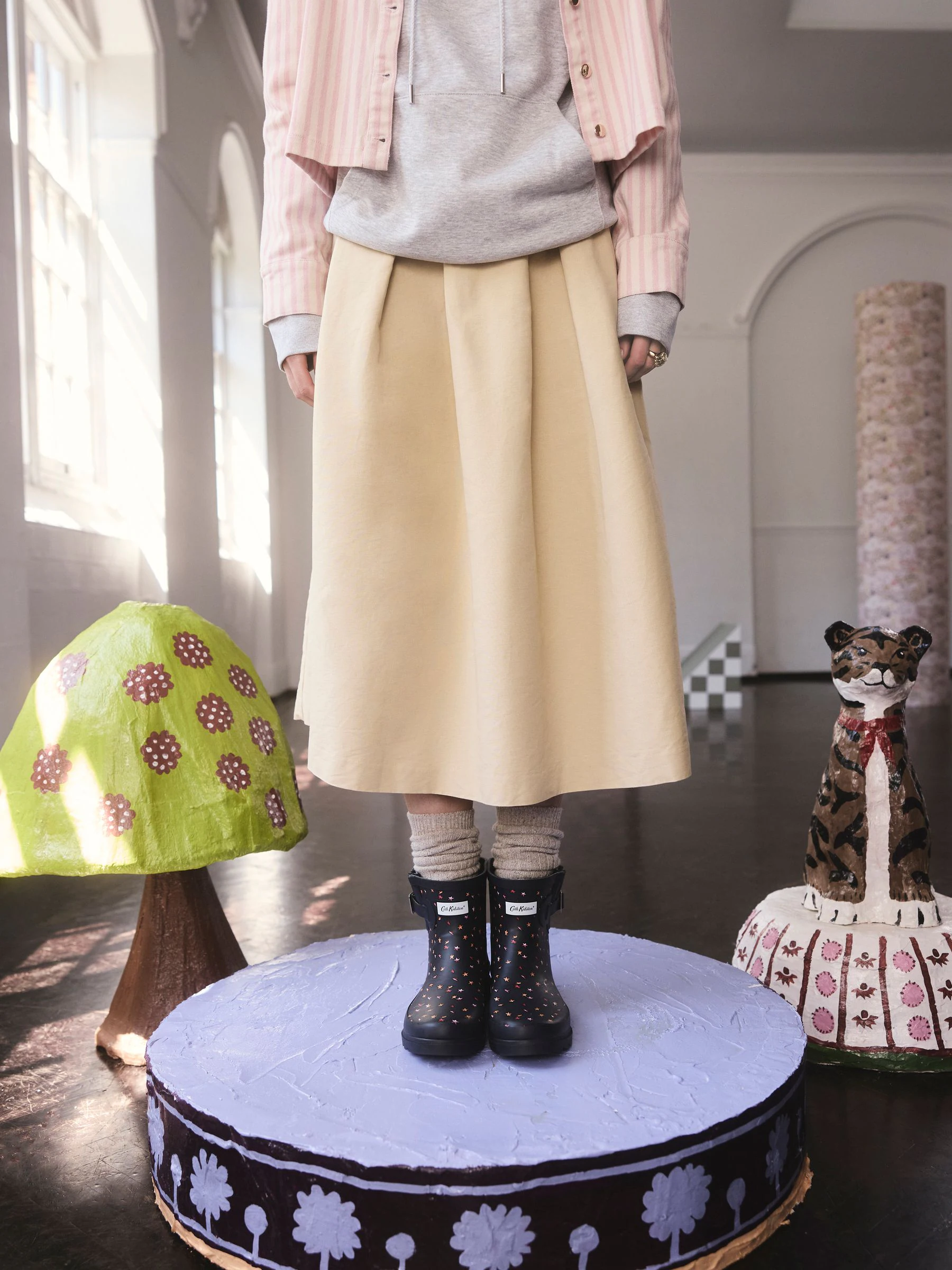 Zwart opvouwbare sterretjesprint - Cath Kidston Wellington laarzen