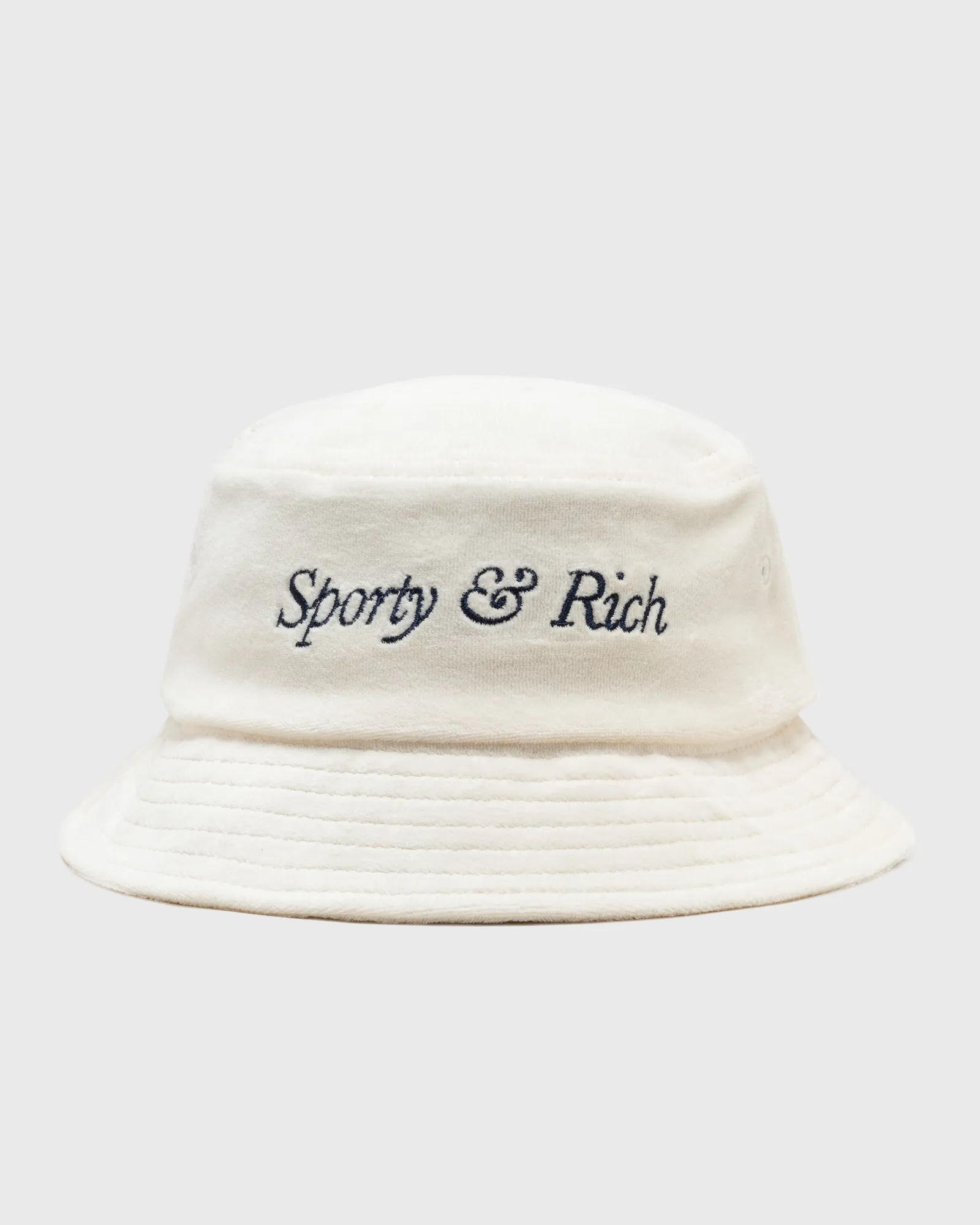 Sporty & Rich Italic Logo Embroidered Velour Bucket Hat