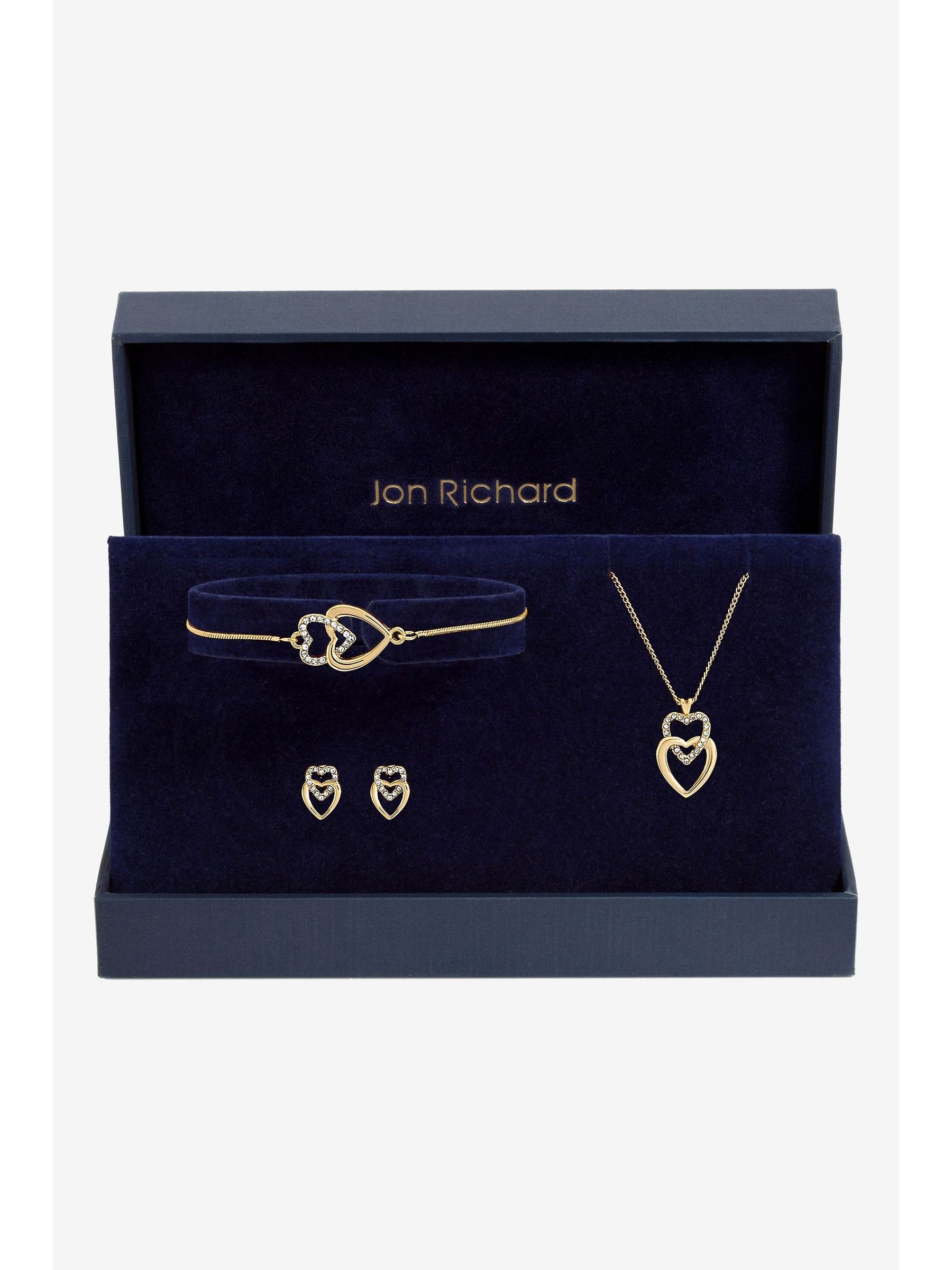 Jon Richard Plated Crystal and Polished Heart Trio Set