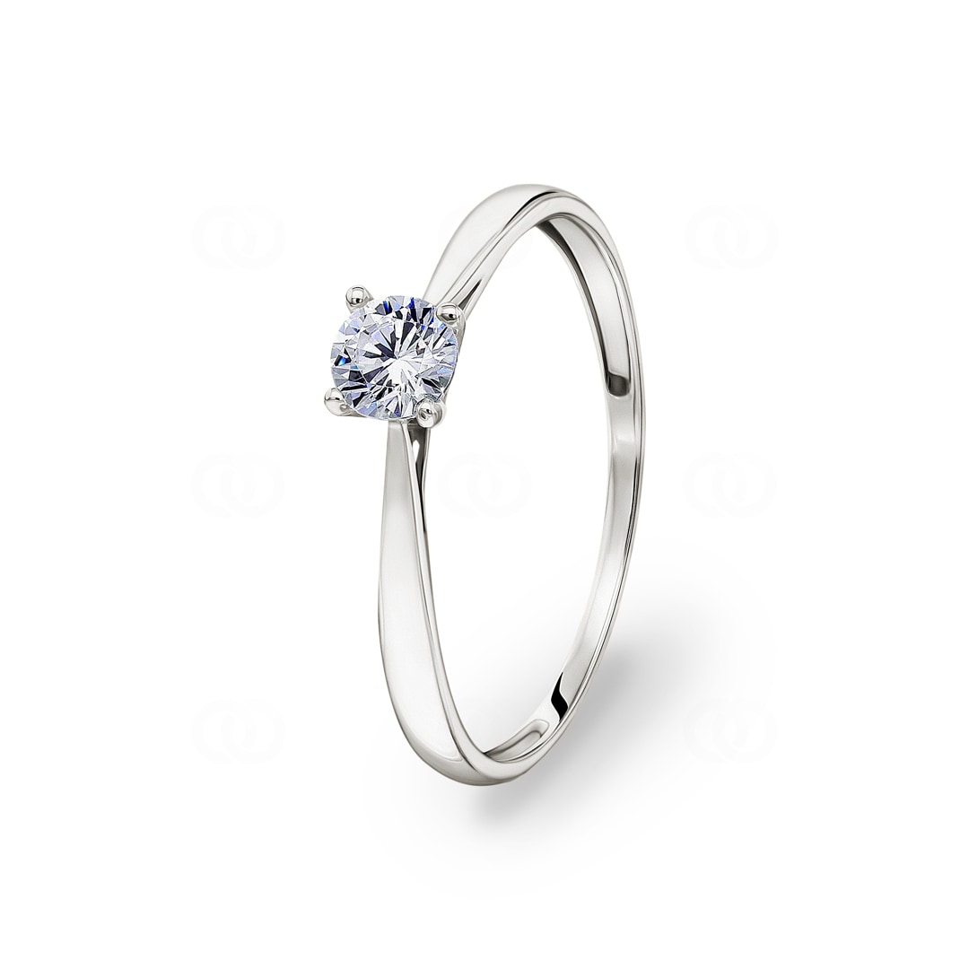 Solitärring 750/18 K Weissgold mit Zirkonia 4-Griff