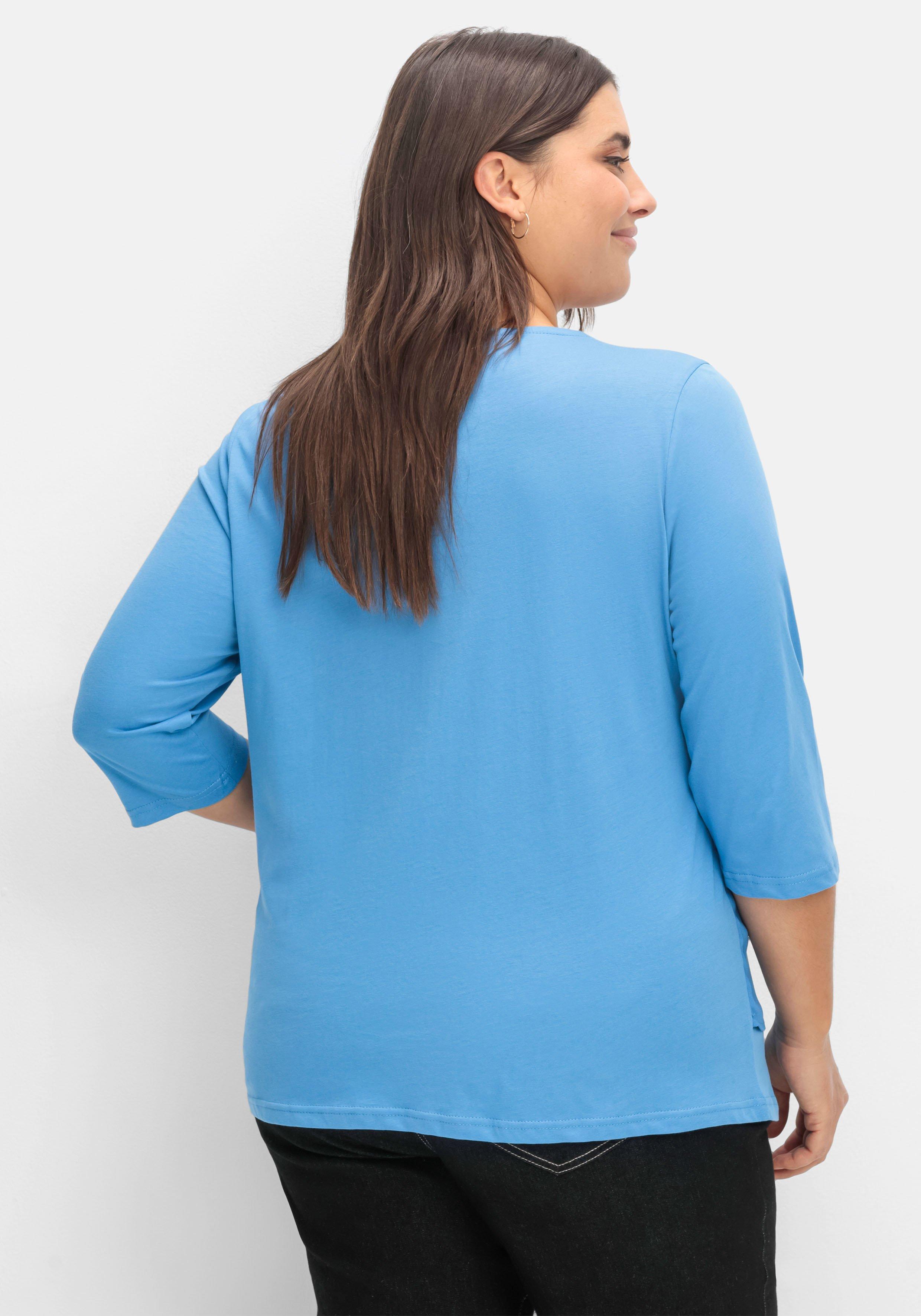 3/4-Arm-Shirt in Layeroptik, im Materialmix
