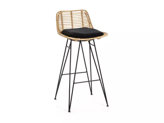 Capurgana - Lot de 2 chaises de bar design en rotin H67cm - Naturel