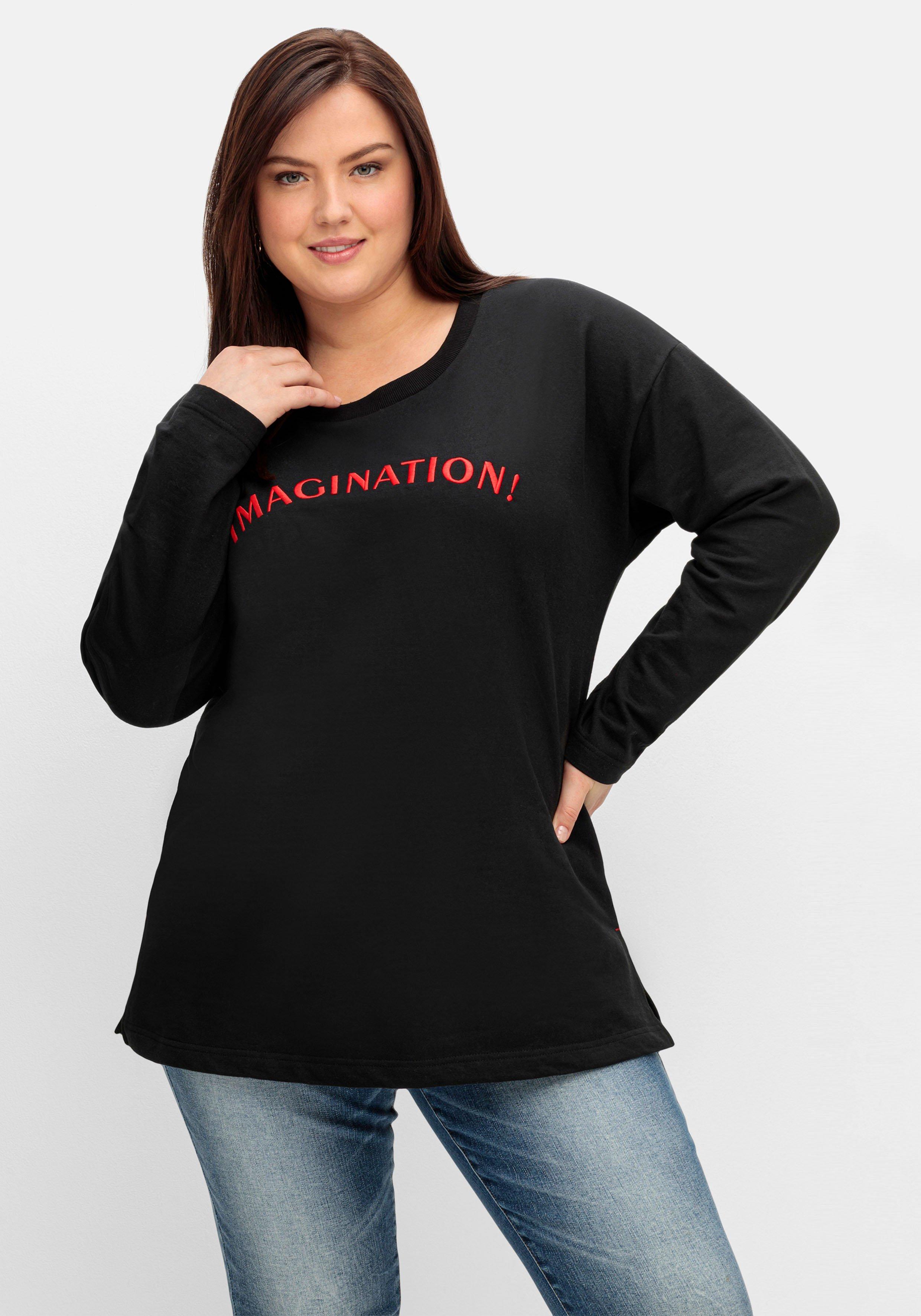 Sweatshirt mit Wording-Stickerei, leichte Qualität