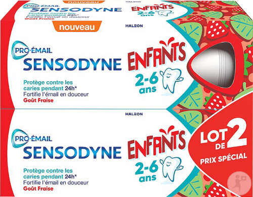 Sensodyne Dentifrice Enfants 2-6 Ans Goût Fraise 2x50ml