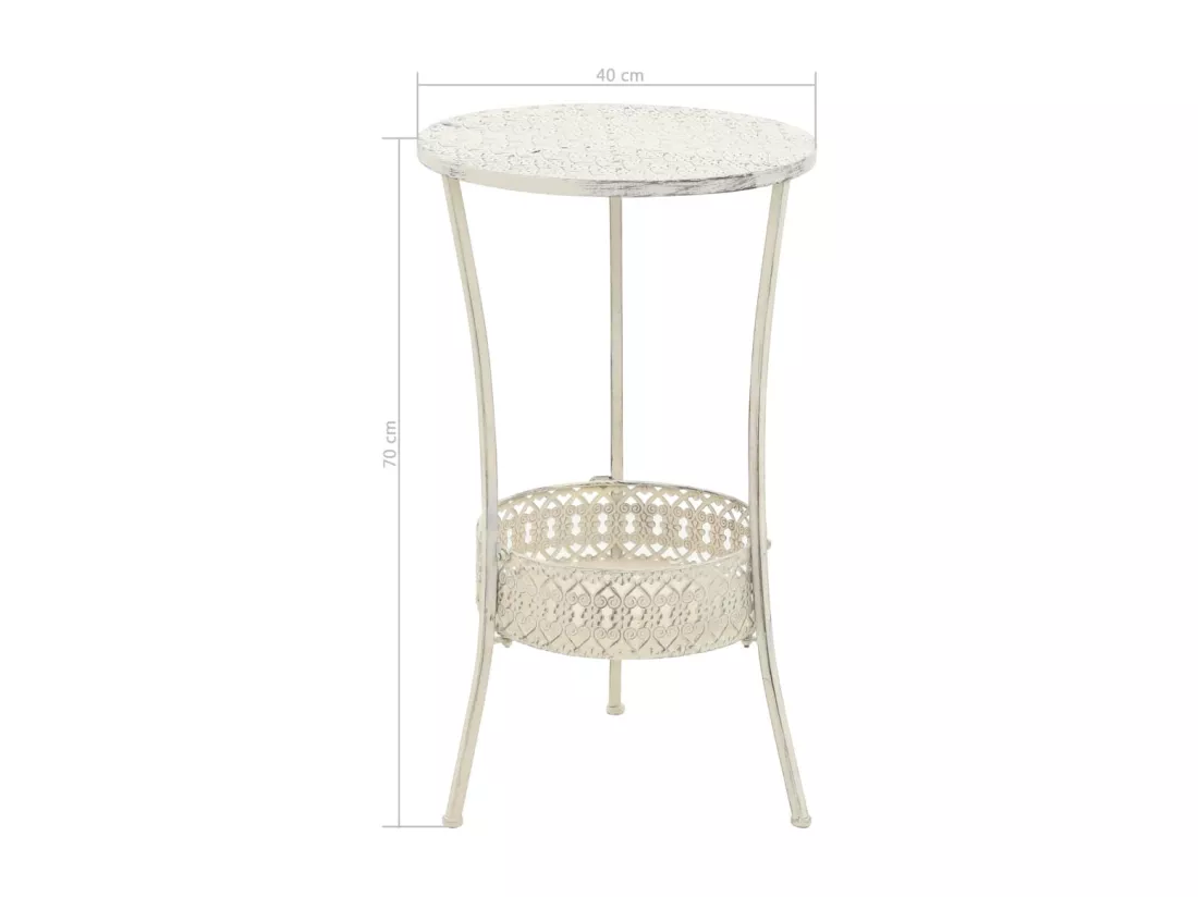 Table de bistro Style vintage Ronde Métal 40 x 70 cm Blanc
