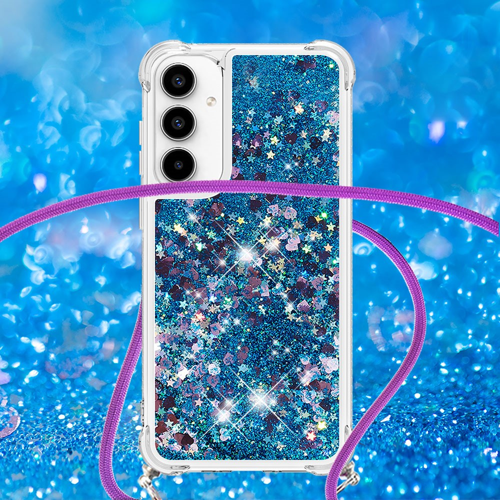 Samsung Galaxy A56 Necklace Gummi Hülle Liquid Glitzer   Handykette - Dunkelblau