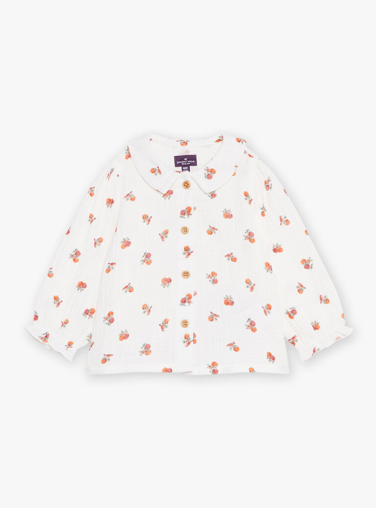 Chemisier vanille en gaze de coton à imprimé fruits