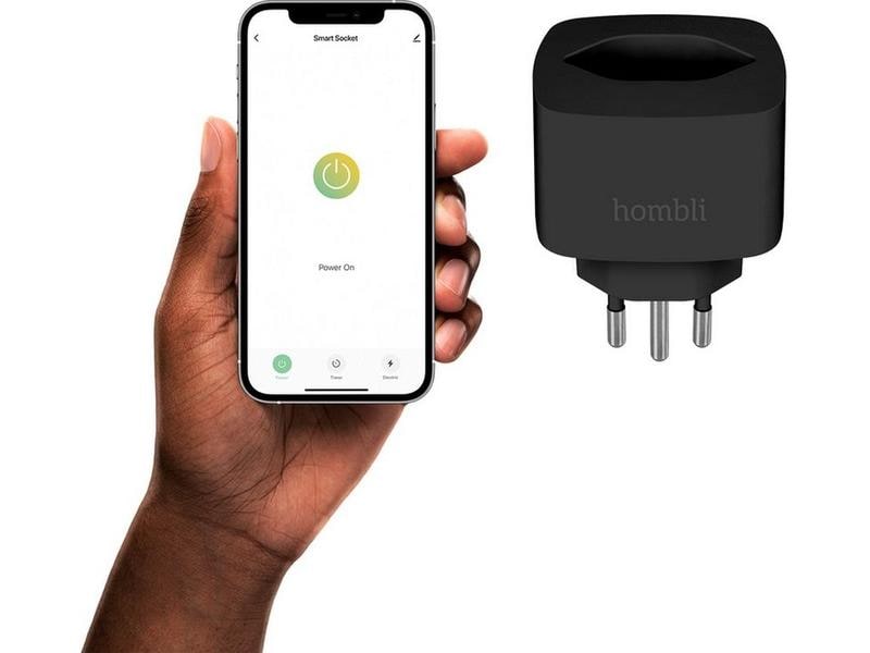 hombli Smart Socket CH, Schwarz, 3er-Set Bedienung über Ihr Smartphone
