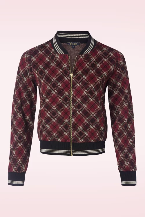 King Louie Bessie Riley Jacquard Bomber jasje in cabernet rood