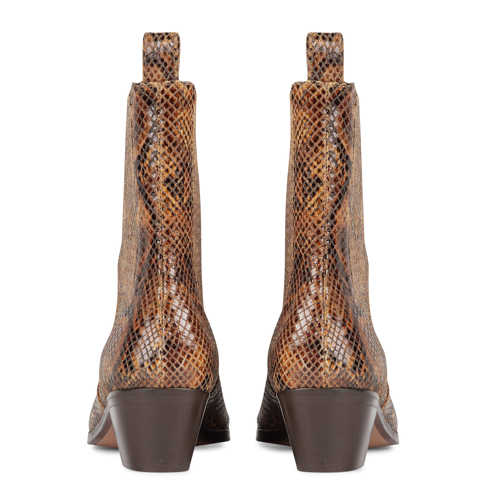 GAZETTE - Bottines en cuir imprimé motif python | Marron