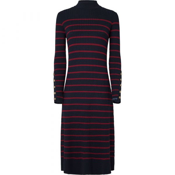 Pepe Jeans Vestido Midi De Manga Comprida Harlem Dulwich Blue XS